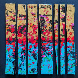 Gemälde Bc7 prairie rouge or bleu von Langeron Luc | Gemälde Materialismus Acryl, Harz, Holz Pop-Ikonen