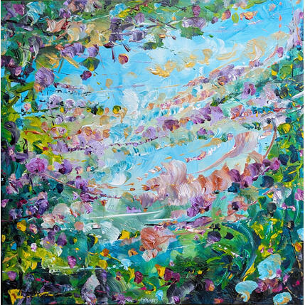 Painting Arbuste fleuri au bord du ruisseau by Amblard Florence | Painting Impressionism Acrylic Landscapes, Nature