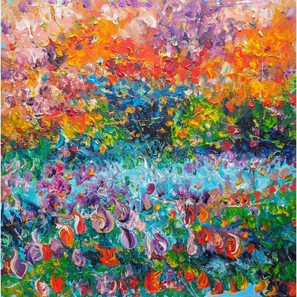 Painting Wild tulips in Eden's garden by Amblard Florence | Painting Impressionism Acrylic Landscapes, Nature