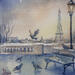 Painting Les pigeons de Chaillot by Khomyakova Liliya | Painting Figurative Watercolor