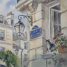 Peinture Paris au détour d'une rue par Khomyakova  Liliya  | Tableau Figuratif Aquarelle