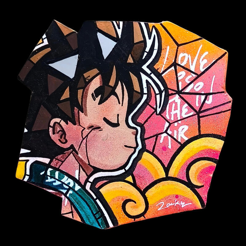 Peinture Love is in the air par Rocky Chaplin | Tableau Pop-art Icones Pop Enfant Acrylique