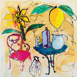 Peinture Provence par Colombo Cécile | Tableau Art naïf Acrylique, Aquarelle, Collage, Encre, Pastel Paysages