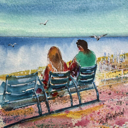 Painting Nice chaises bleus rêverie en ligne by Hoffmann Elisabeth | Painting