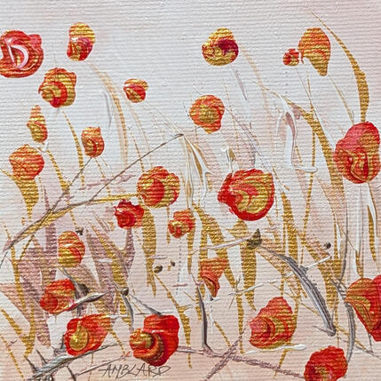 Peinture Coquelicots dorés par Amblard Florence | Tableau Acrylique Nature, Paysages