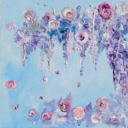 Painting Rose et glycine  by Amblard Florence | Painting  Acrylic Landscapes, Nature, Pop icons