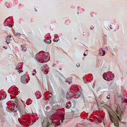 Painting Coquelicots roses argentés  by Amblard Florence | Painting  Acrylic Landscapes, Nature