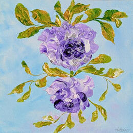 Painting Roses violettes  by Amblard Florence | Painting  Acrylic Landscapes, Nature