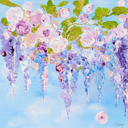 Painting Roses and wisteria by Amblard Florence | Painting  Acrylic Landscapes, Nature
