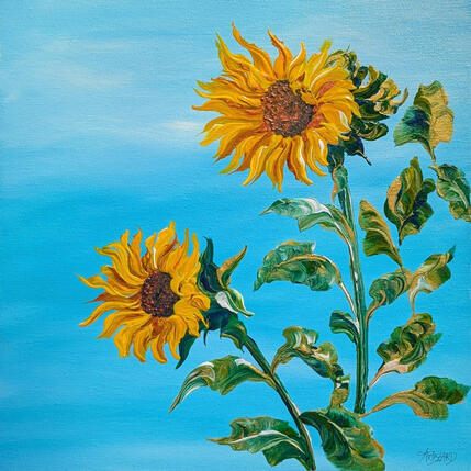 Peinture The Sunflower couple par Amblard Florence | Tableau Impressionnisme Acrylique Nature, Paysages