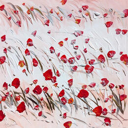 Gemälde Coquelicots argentés von Amblard Florence | Gemälde  Acryl Landschaften, Natur