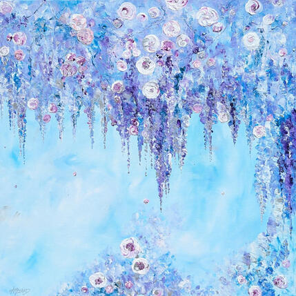 Peinture Glycine et roses par Amblard Florence | Tableau Acrylique Nature, Paysages