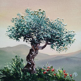 Painting L'arbre symbolique by Blandin Magali | Painting Figurative Oil Landscapes