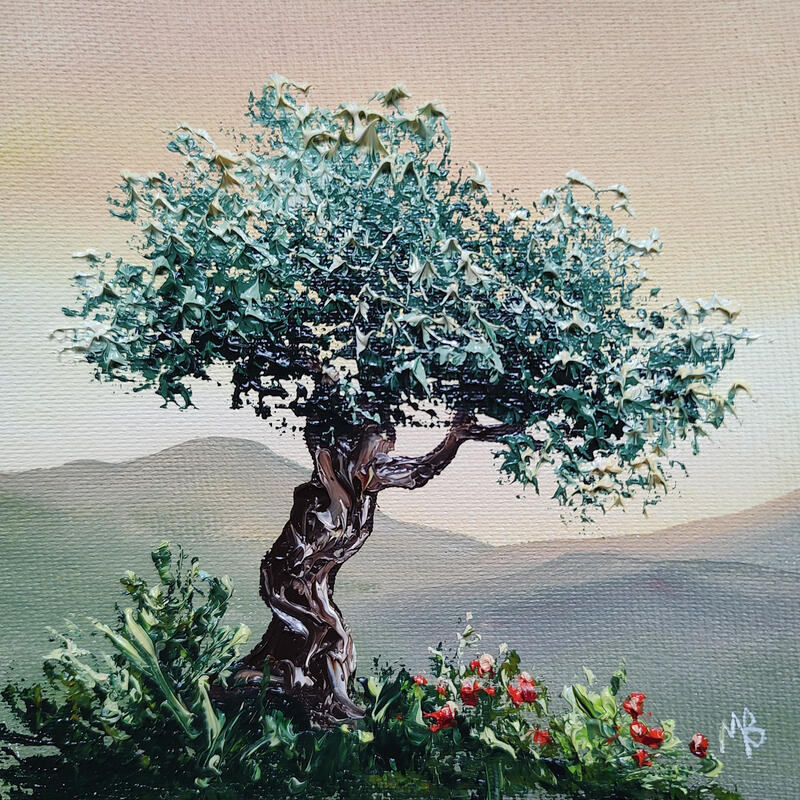 Painting L'arbre symbolique by Blandin Magali | Painting Figurative Landscapes Oil