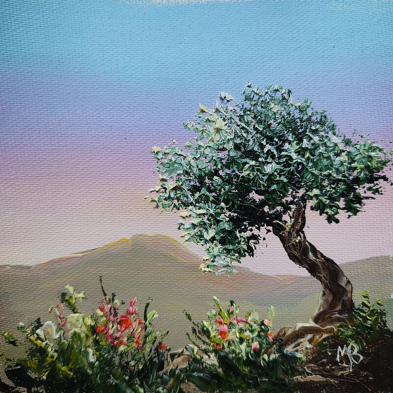 Painting Sur le bord du chemin by Blandin Magali | Painting Figurative Landscapes Oil