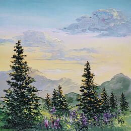 Painting Floraison montagnarde by Blandin Magali | Painting Figurative Oil Landscapes, Pop icons