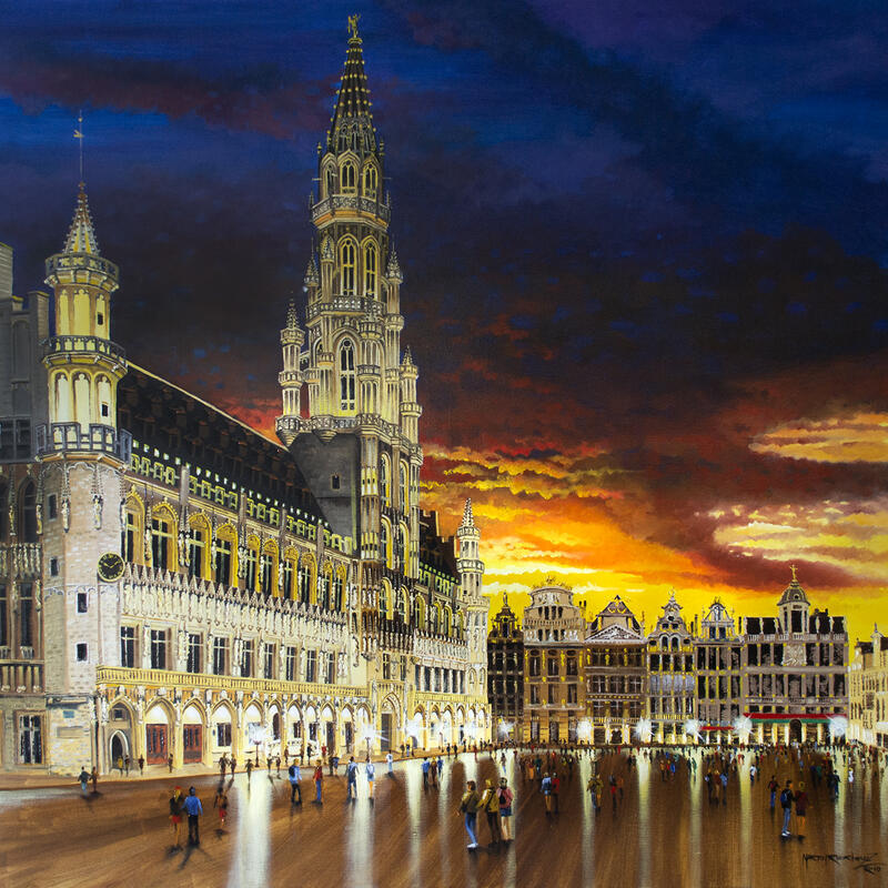 Painting As the Afternoon Gently Fades Away by Rodriguez Rio Martin | Painting Figurative Urban Oil