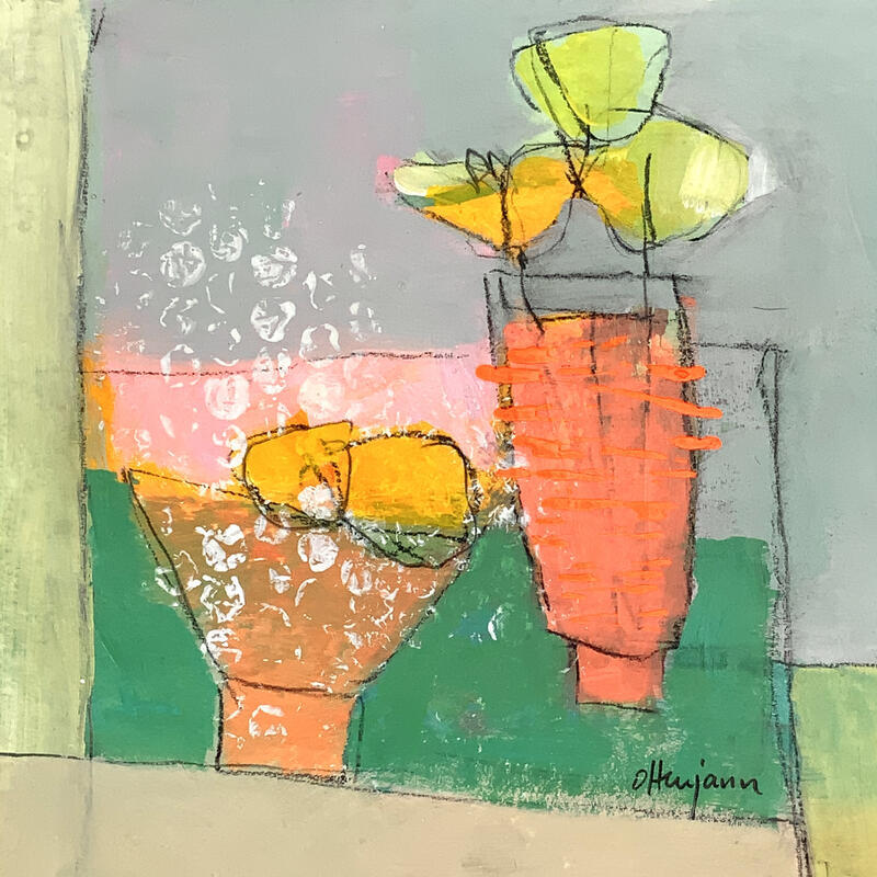 Peinture Floraison abstraite 2 par Ottenjann Andrea | Tableau Abstrait Natures mortes Acrylique