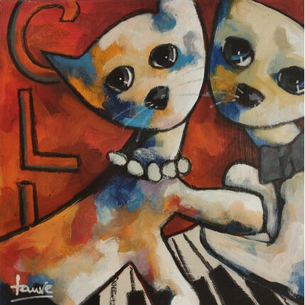 Painting Le cours commence by Fauve | Painting Figurative Acrylic, Oil Life style