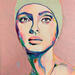 Peinture 50x50 « les maux bleus » par Coco | Tableau Figuratif Portraits Acrylique