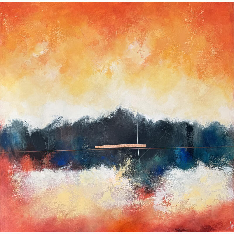Peinture Abstraction 4880 par Hévin Christian | Tableau Abstrait Minimaliste Huile Acrylique Pastel