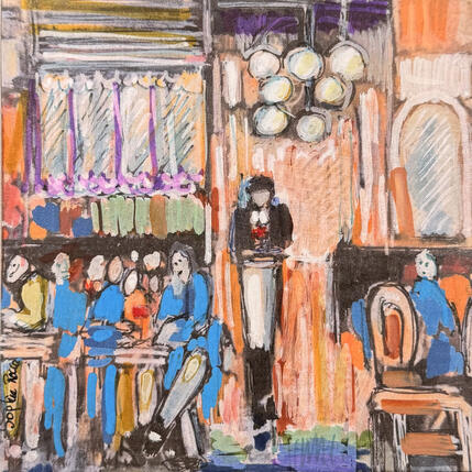 Painting le bar d'à cote by Rocco Sophie | Painting Raw art Acrylic, Gluing, Sand