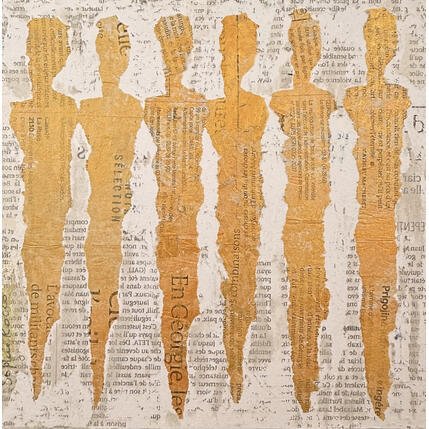 Painting les anges dores by Rocco Sophie | Painting Raw art Acrylic, Gluing, Sand Pop icons