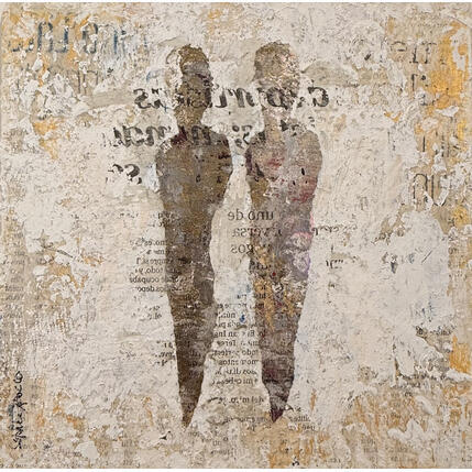 Painting couple by Rocco Sophie | Painting Raw art Acrylic, Gluing, Sand Pop icons