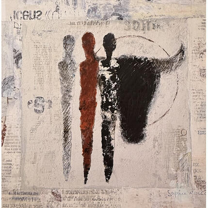 Painting les 3 Gardiens by Rocco Sophie | Painting Raw art Acrylic, Gluing, Sand
