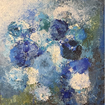 Painting fleurs bleues by Rocco Sophie | Painting Raw art Acrylic, Gluing, Sand