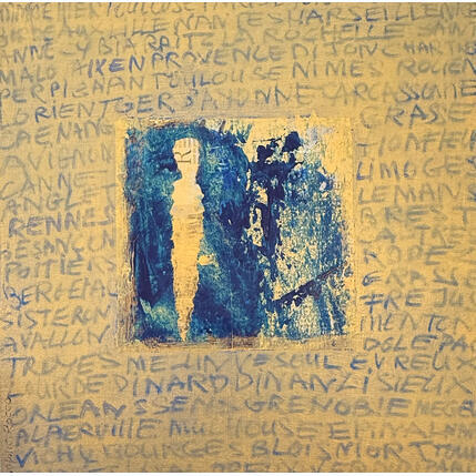 Painting au dela des villes by Rocco Sophie | Painting Raw art Acrylic, Gluing, Sand