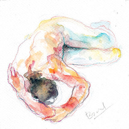 Painting Homme couché, main sur l'épaule by Brunel Sébastien | Painting