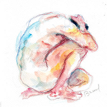 Painting Homme recroquevillé by Brunel Sébastien | Painting