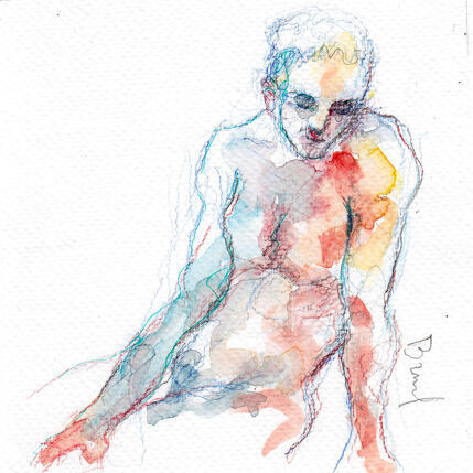 Painting Homme en appui sur un bras by Brunel Sébastien | Painting