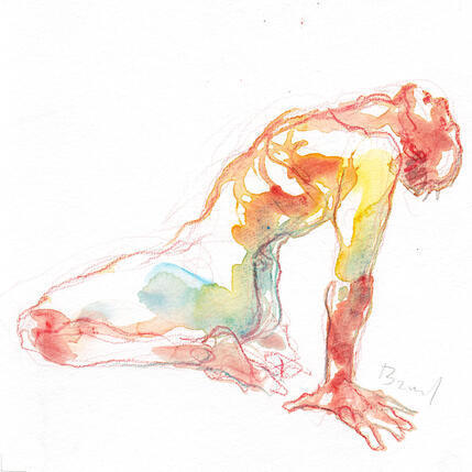 Painting Manu, penché en arrière by Brunel Sébastien | Painting