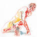 Painting Dan se retournant by Brunel Sébastien | Painting Figurative Nude Watercolor