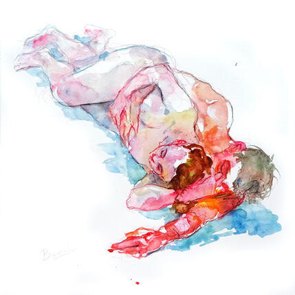 Painting Pauline et Xavier couchés by Brunel Sébastien | Painting