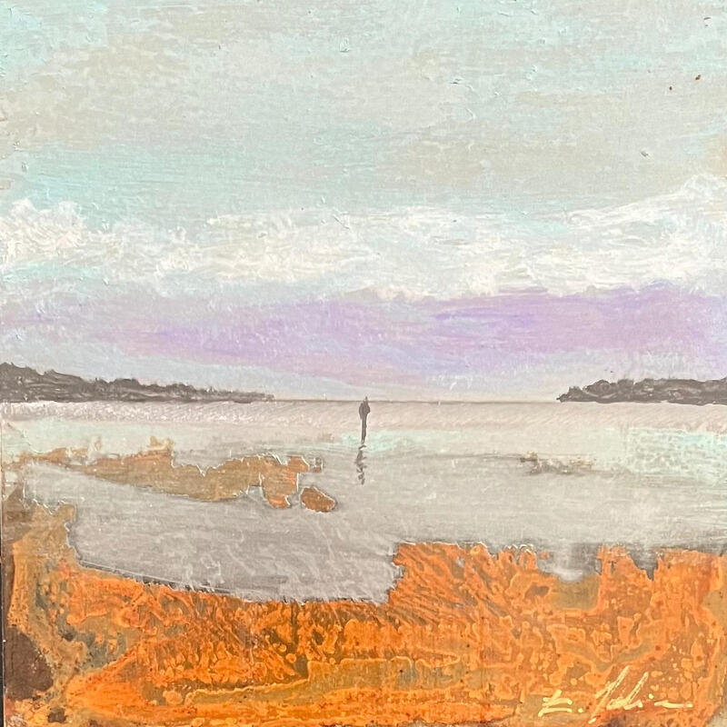 Peinture La crique par Mahieu Bertrand | Tableau Figuratif Paysages Métal