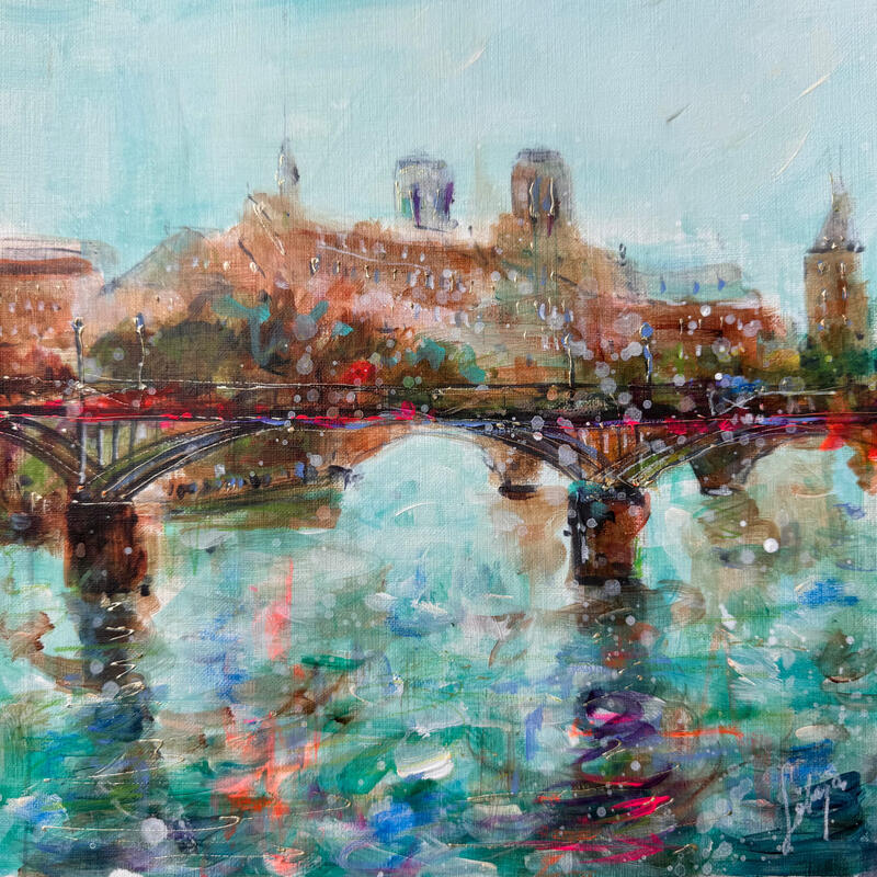 Peinture La Seine bleue par Solveiga | Tableau Acrylique