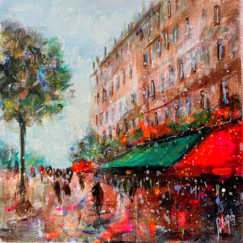 Peinture Busy day in Paris par Solveiga | Tableau Acrylique