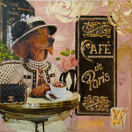 Painting Alix et Chanel by Romanelli Karine | Painting Figurative Acrylic, Gluing