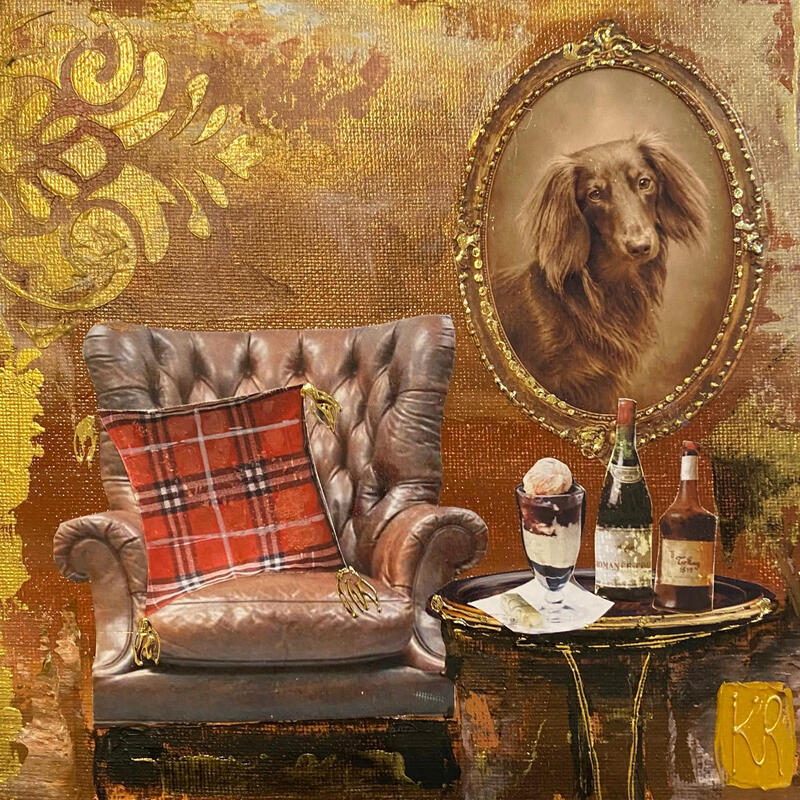 Painting Monsieur Snoop by Romanelli Karine | Painting Figurative Life style Animals Acrylic Gluing