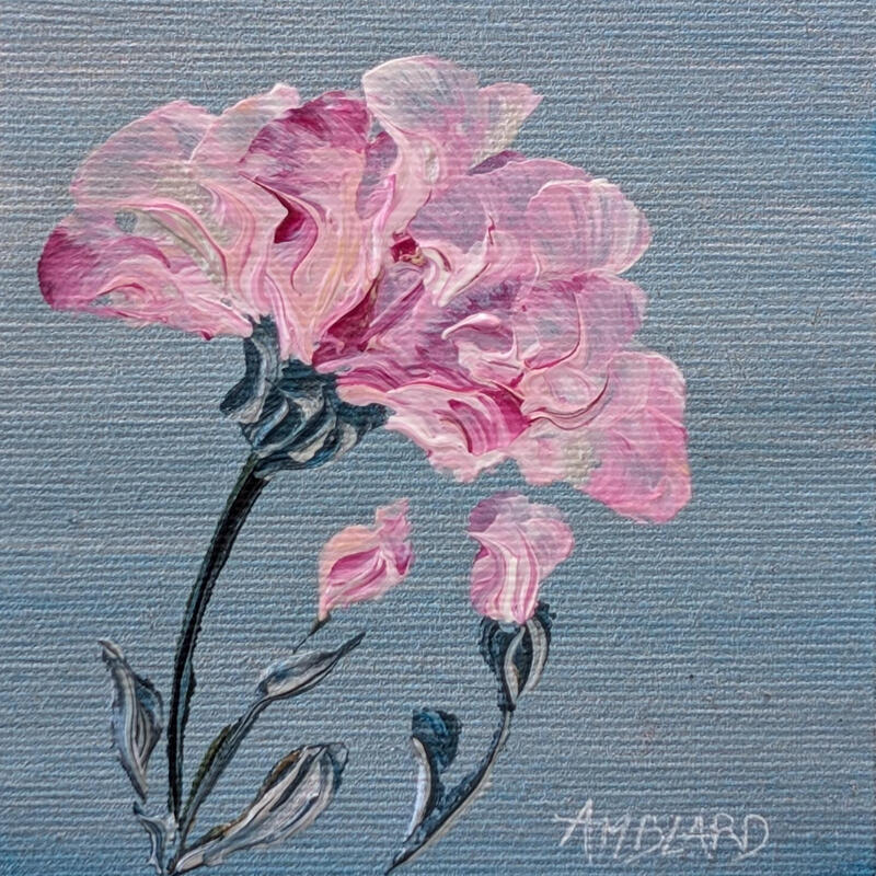 Painting Œillets roses by Amblard Florence | Painting Landscapes Nature Acrylic