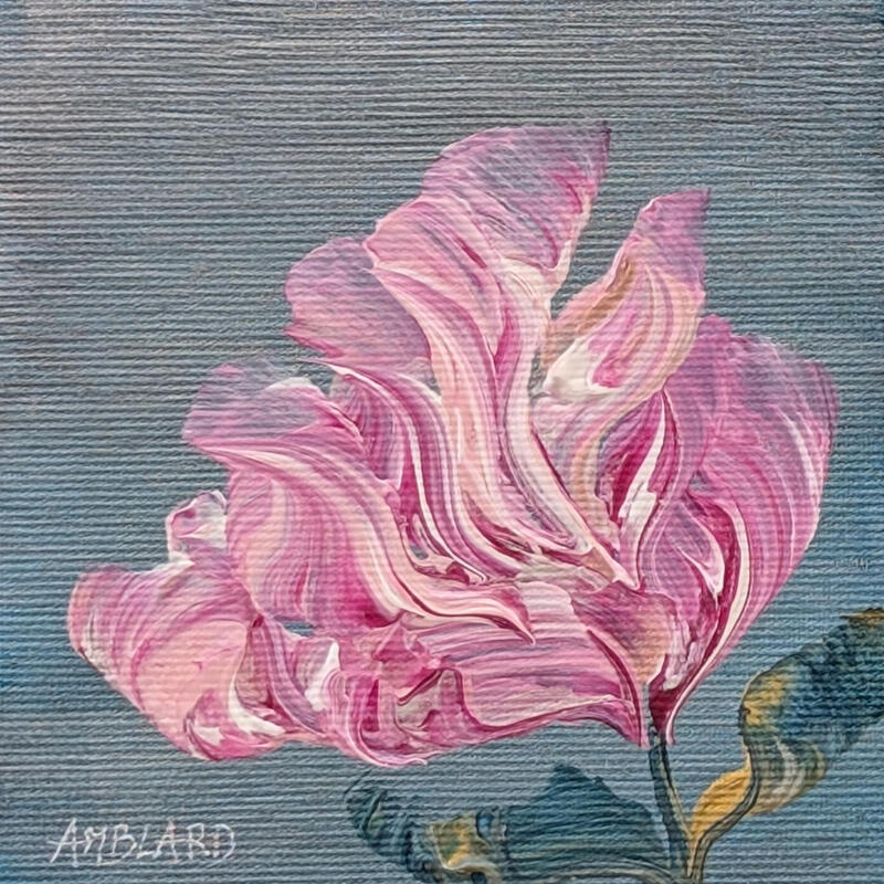 Painting Tulipe rose by Amblard Florence | Painting Landscapes Nature Acrylic