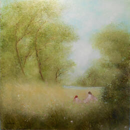 Peinture Sous les grands arbres par Moulia Francis | Tableau Figuratif Huile Nature