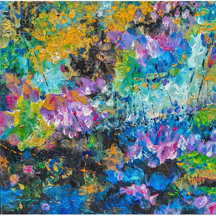 Painting Abstraction de mon palmier et rhodo by Amblard Florence | Painting Impressionism Acrylic Landscapes, Nature