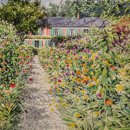Painting Giverny, la maison de Claude Monet by Decoudun Jean charles | Painting Figurative Watercolor Urban