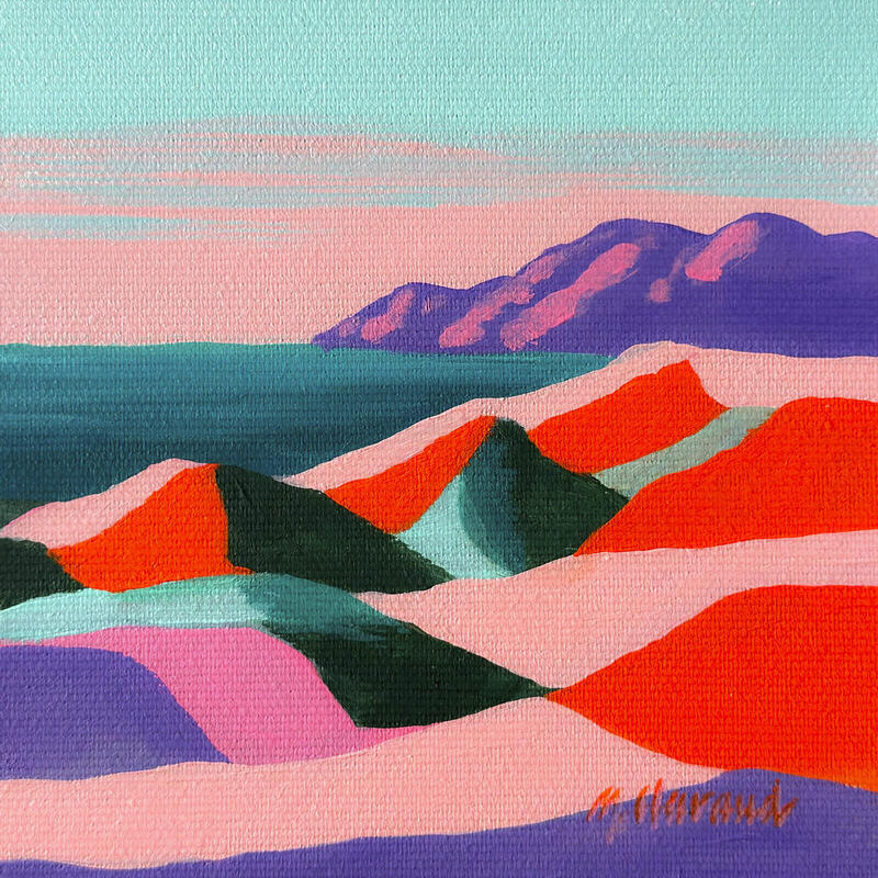 Peinture PASTEL COAST par Clavaud Morgane | Tableau Figuratif Paysages Marine Acrylique