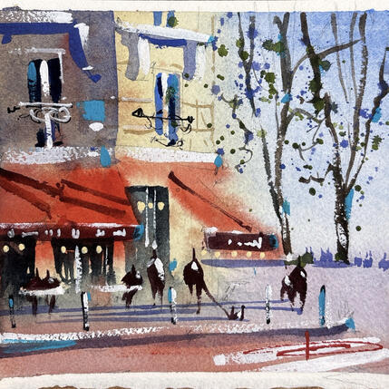 Painting Un petit coin de Paris by Bailly Kévin  | Painting Figurative Ink, Watercolor Architecture, Urban
