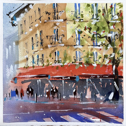 Painting Couleurs parisiennes by Bailly Kévin  | Painting Figurative Ink, Watercolor Architecture, Pop icons, Urban